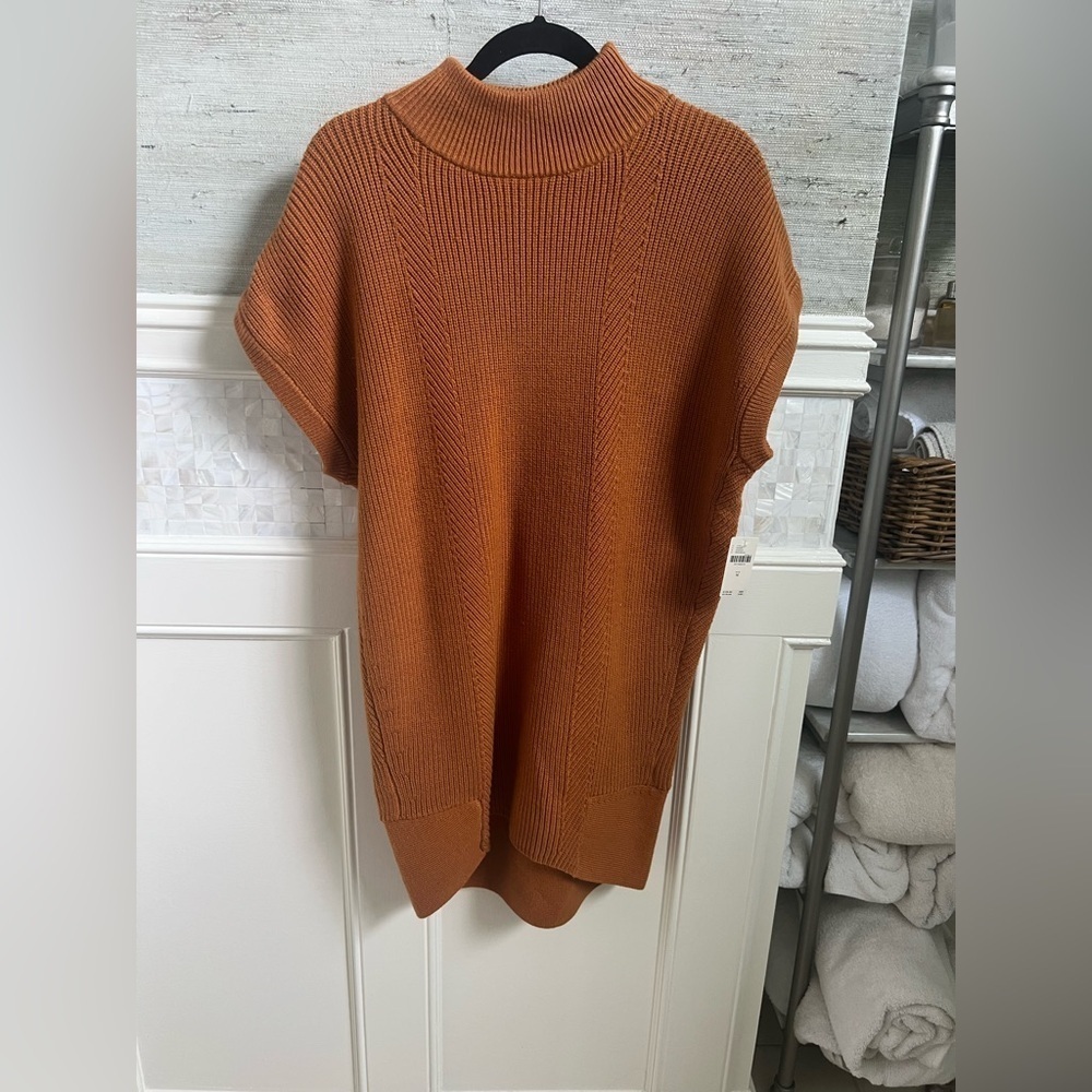 NWT new Anthropologie medium fits large  mock neck sweater mini dress brown - Picture 3 of 16